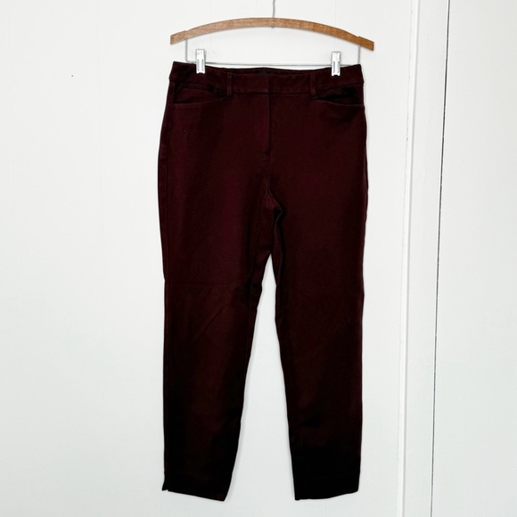 WHBM White House Black Market Burgundy Wine The Ankle Slim Pants‎ Size 6 - Picture 2 of 8